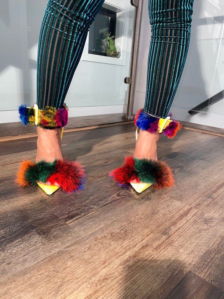 Canary Snob Fur Sandals - SHOP SO REAL 